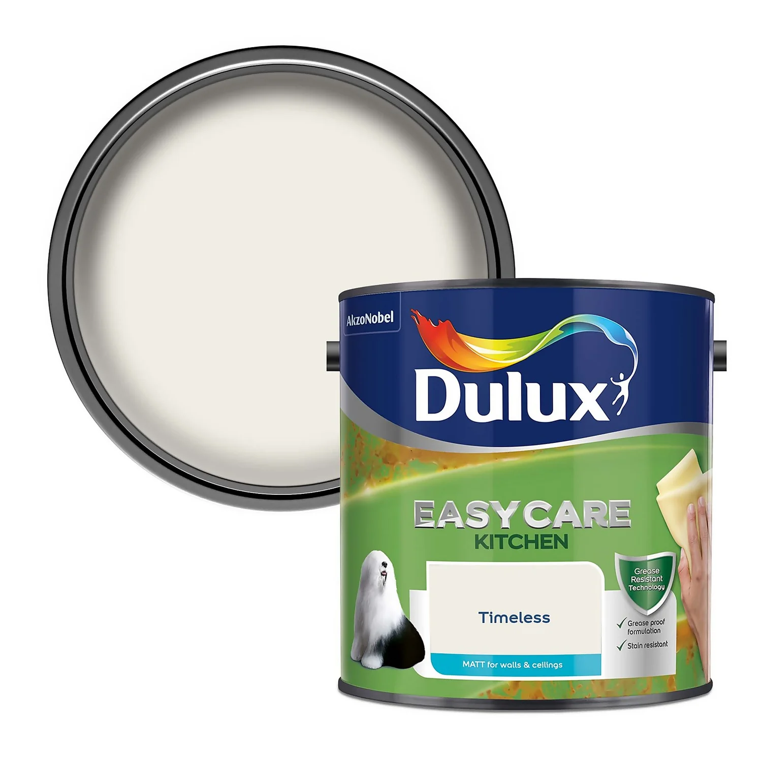 Dulux Easycare Kitchen Timeless Matt Emulsion Paint - 2.5L 1 Dulux Easycare Kitchen Timeless Matt Emulsion Paint - 2.5L