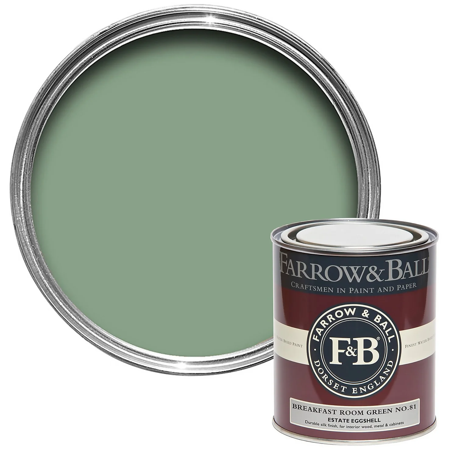 Farrow & Ball Estate Eggshell Paint Breakfast Room Green - 750ml 1 Farrow & Ball Estate Eggshell Paint Breakfast Room Green - 750ml