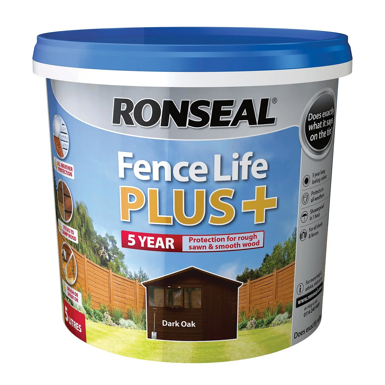 Ronseal Fence Life Plus Paint Dark Oak - 5L 6 Ronseal Fence Life Plus Paint Dark Oak - 5L - Image 6