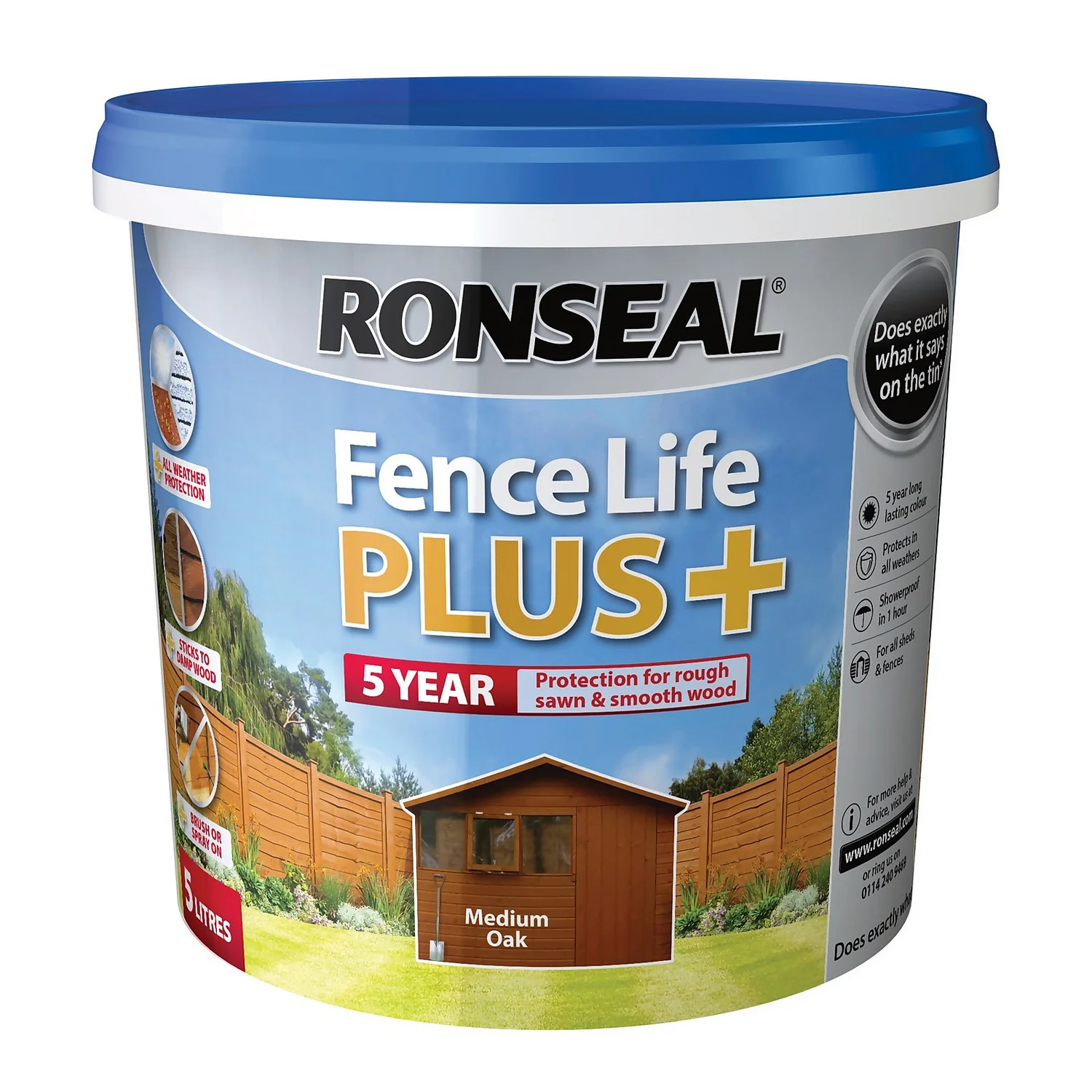 Ronseal Fence Life Plus Paint Medium Oak - 5L 5 Ronseal Fence Life Plus Paint Medium Oak - 5L - Image 5