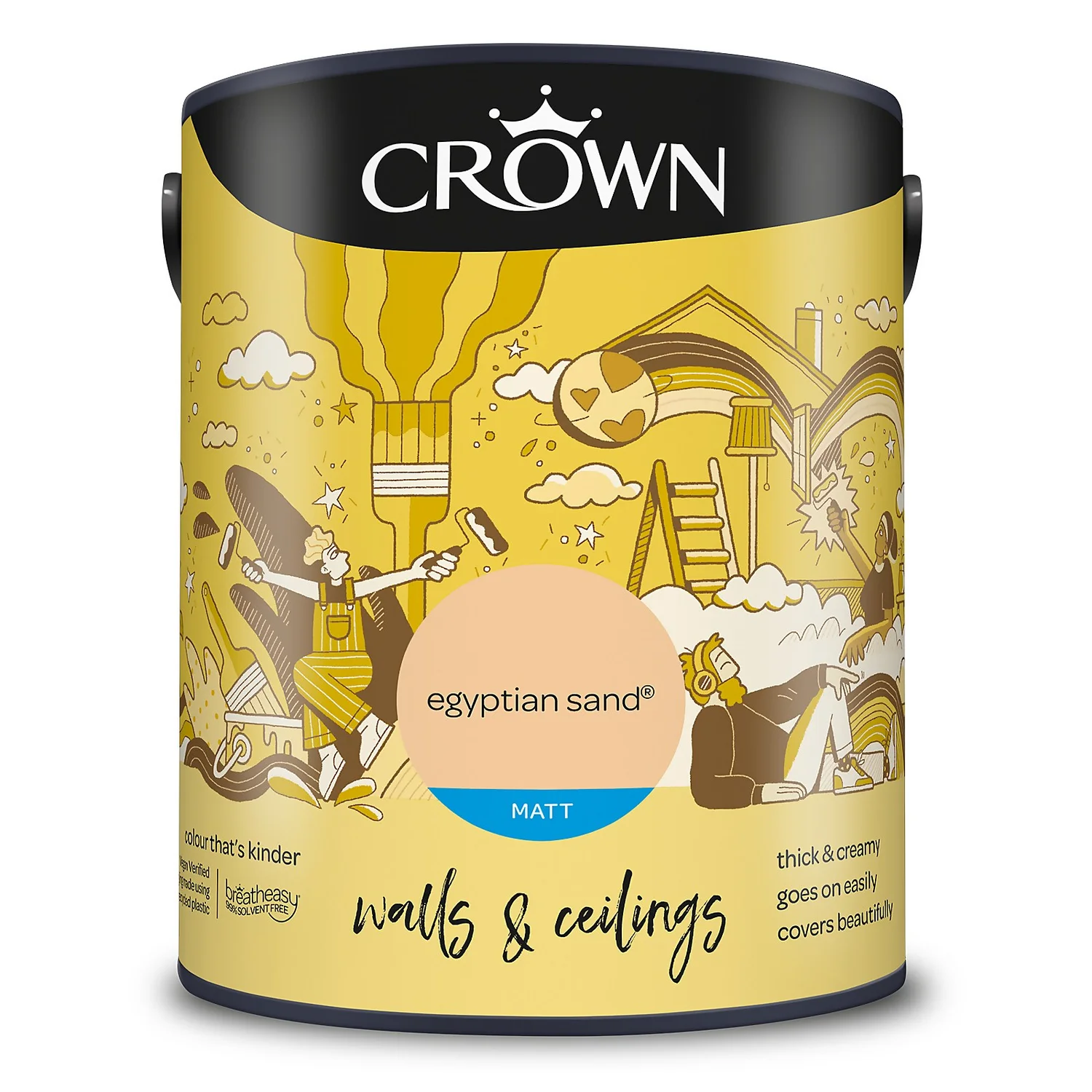 Crown Walls & Ceilings Matt Emulsion Paint Egyptian Sand - 5L 9 Crown Walls & Ceilings Matt Emulsion Paint Egyptian Sand - 5L - Image 9