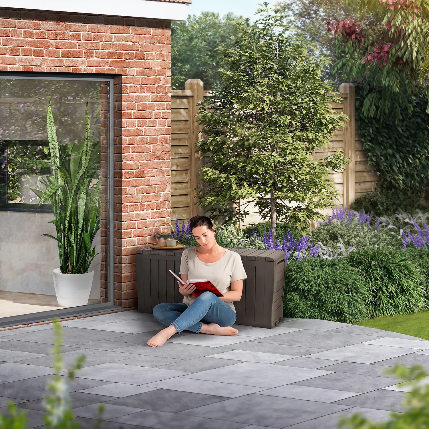 Keter Marvel Plus Outdoor Garden Storage Box 270L - Brown 5 Keter Marvel Plus Outdoor Garden Storage Box 270L - Brown - Image 5