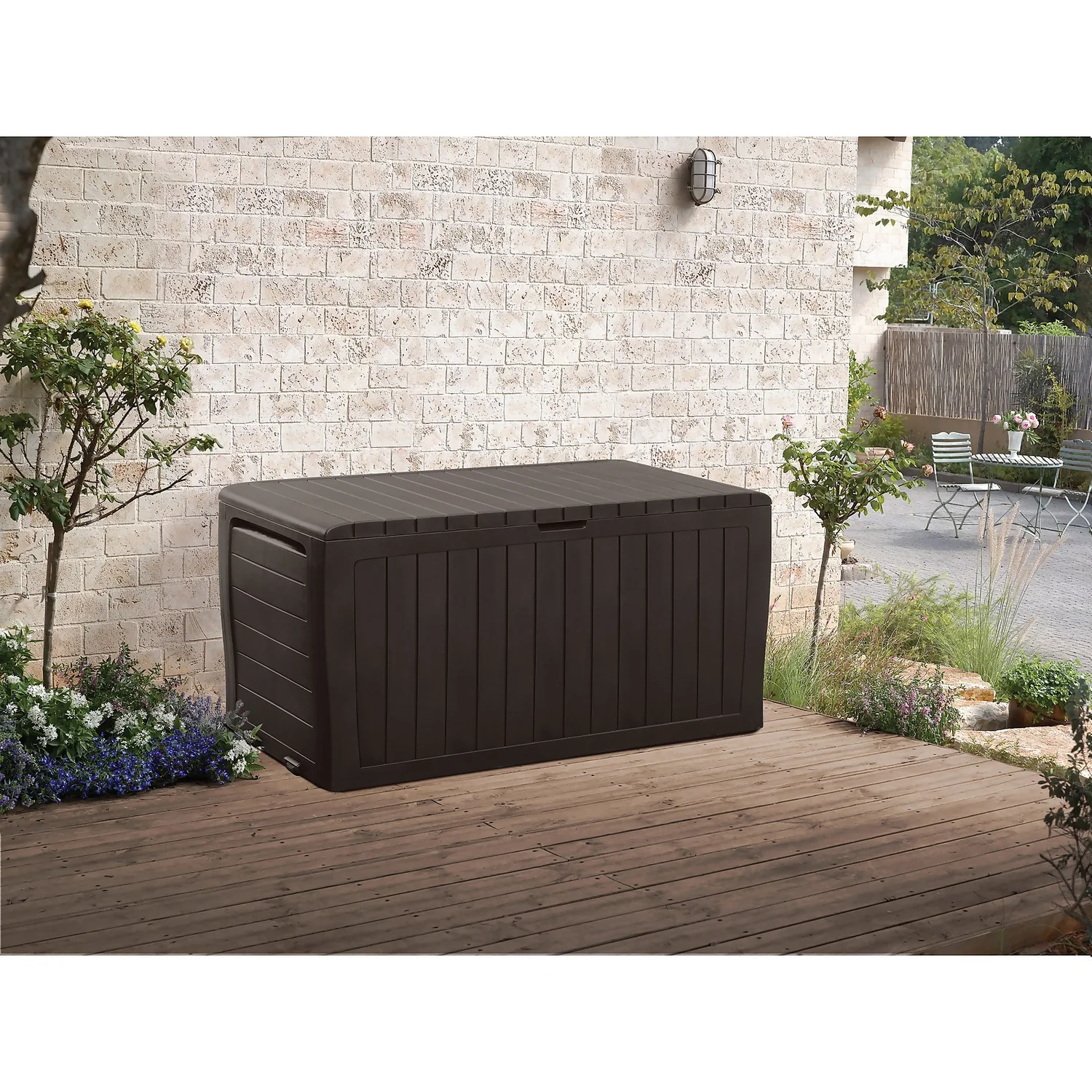Keter Marvel Plus Outdoor Garden Storage Box 270L - Brown 3 Keter Marvel Plus Outdoor Garden Storage Box 270L - Brown - Image 3