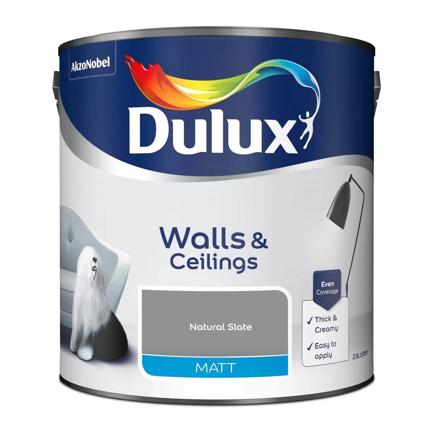 Dulux Matt Emulsion Paint Natural Slate - 2.5L 4 Dulux Matt Emulsion Paint Natural Slate - 2.5L - Image 4