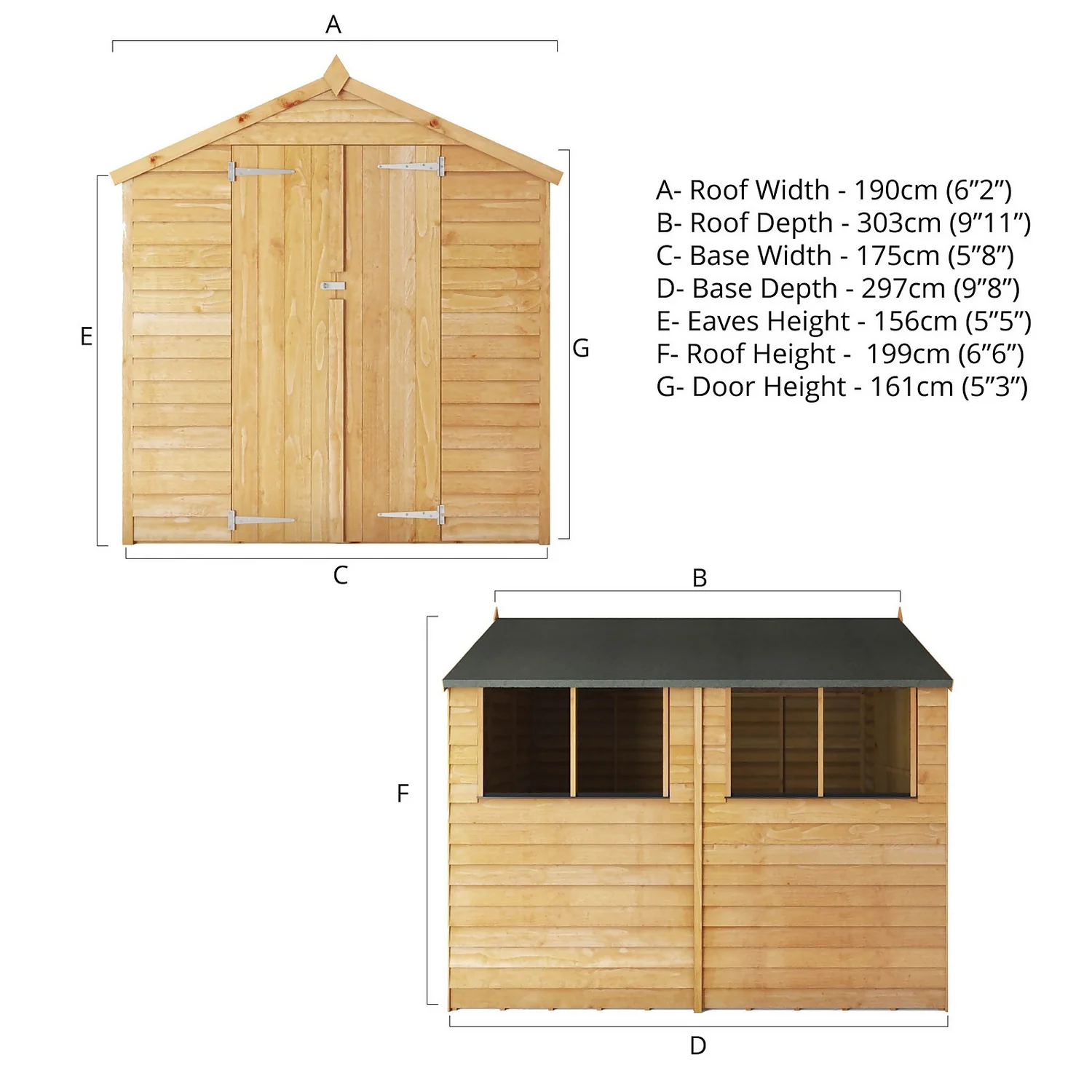 Mercia 10 X 6ft Overlap Double Door Apex Shed 9 Mercia 10 X 6ft Overlap Double Door Apex Shed - Image 9