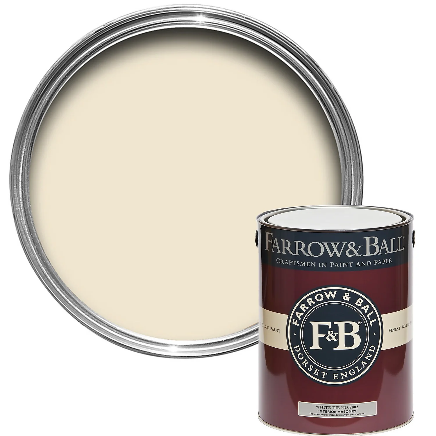 Farrow & Ball Eco Exterior Matt Masonry Paint No.2002 White Tie - 5L 1 Farrow & Ball Eco Exterior Matt Masonry Paint No.2002 White Tie - 5L