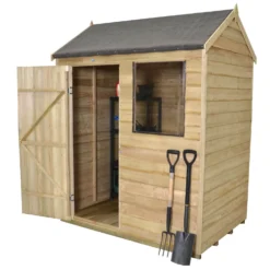 6x4ft Forest Natural Timber Overlap Reverse Apex Wooden Shed -Best Home Furnishing Store 12810897 1744833195075183