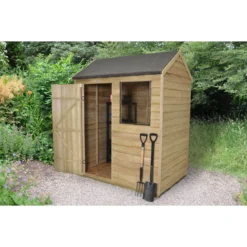 6x4ft Forest Natural Timber Overlap Reverse Apex Wooden Shed -Best Home Furnishing Store 12810897 2114833194797002