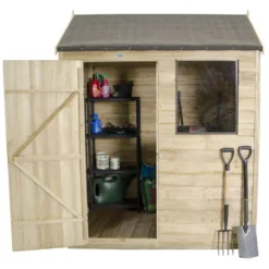 6x4ft Forest Natural Timber Overlap Reverse Apex Wooden Shed -Best Home Furnishing Store 12810897 5214833194870013