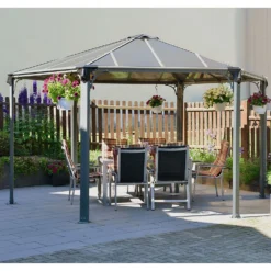 Palram - Canopia Monaco Hexagonal Garden Gazebo Grey -Best Home Furnishing Store 12810973 1644924172856303