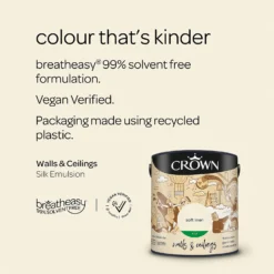 Crown Walls & Ceilings Silk Emulsion Paint Soft Linen - 2.5L -Best Home Furnishing Store 12811742 5024966162987950