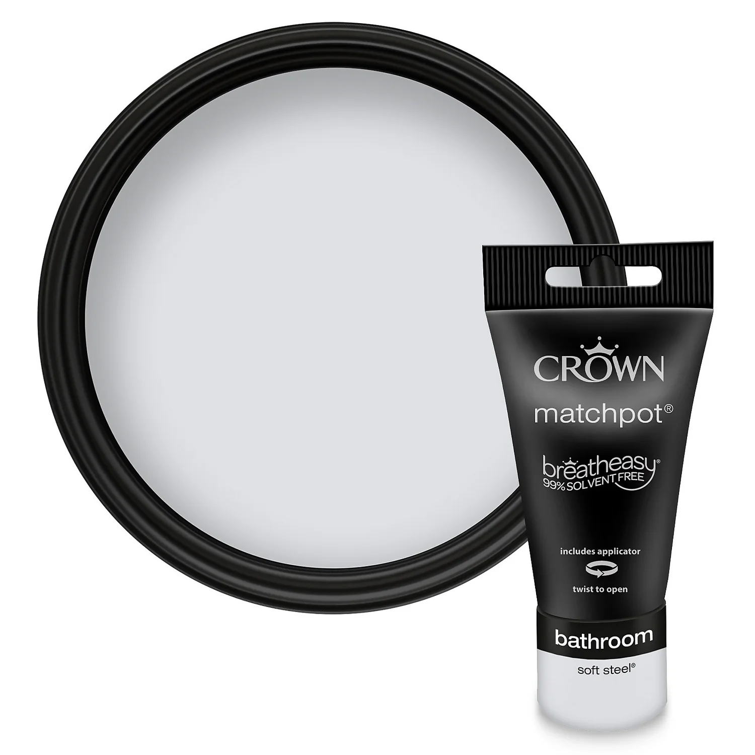Crown Breatheasy Bathroom Mid Sheen Paint Soft Steel - Tester 40ml 1 Crown Breatheasy Bathroom Mid Sheen Paint Soft Steel - Tester 40ml