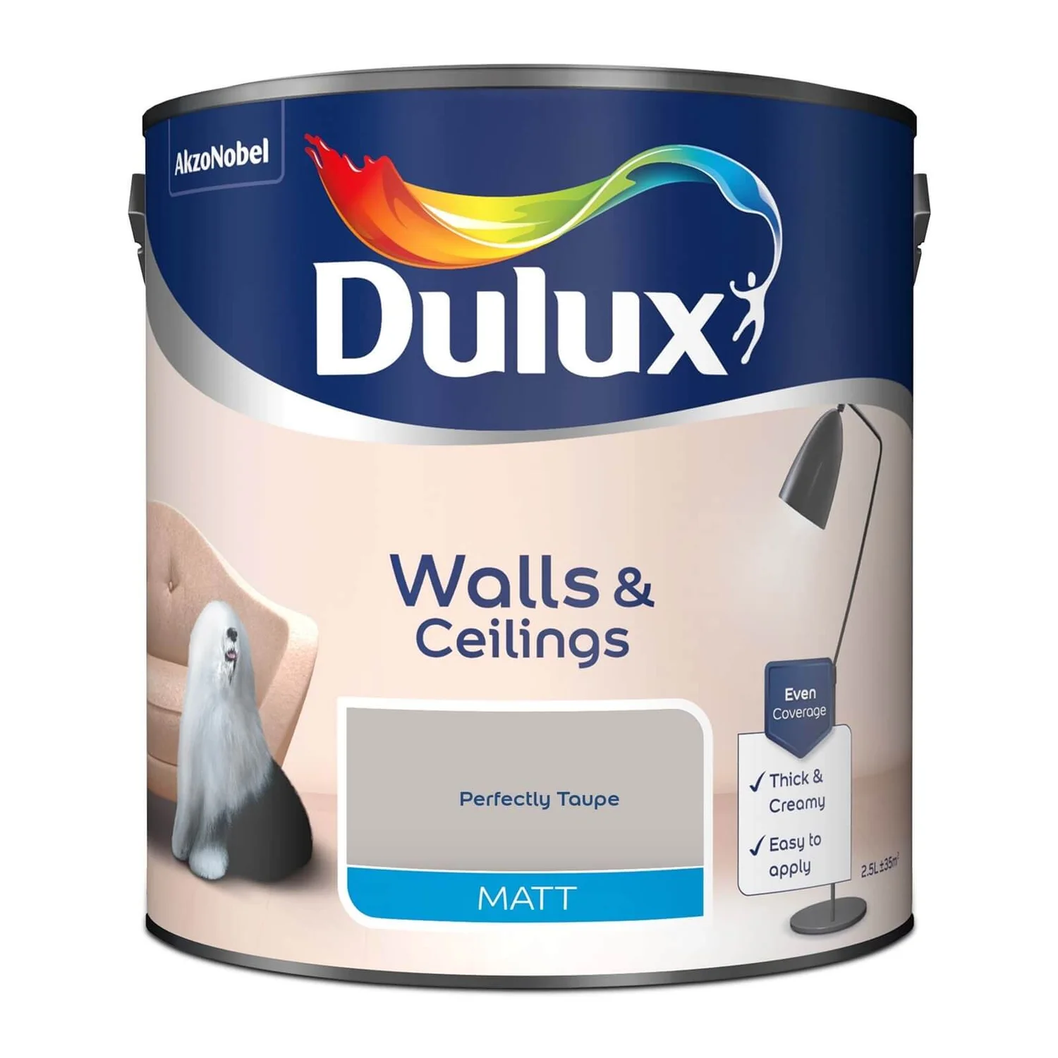 Dulux Matt Emulsion Paint Perfectly Taupe - 2.5L 4 Dulux Matt Emulsion Paint Perfectly Taupe - 2.5L - Image 4