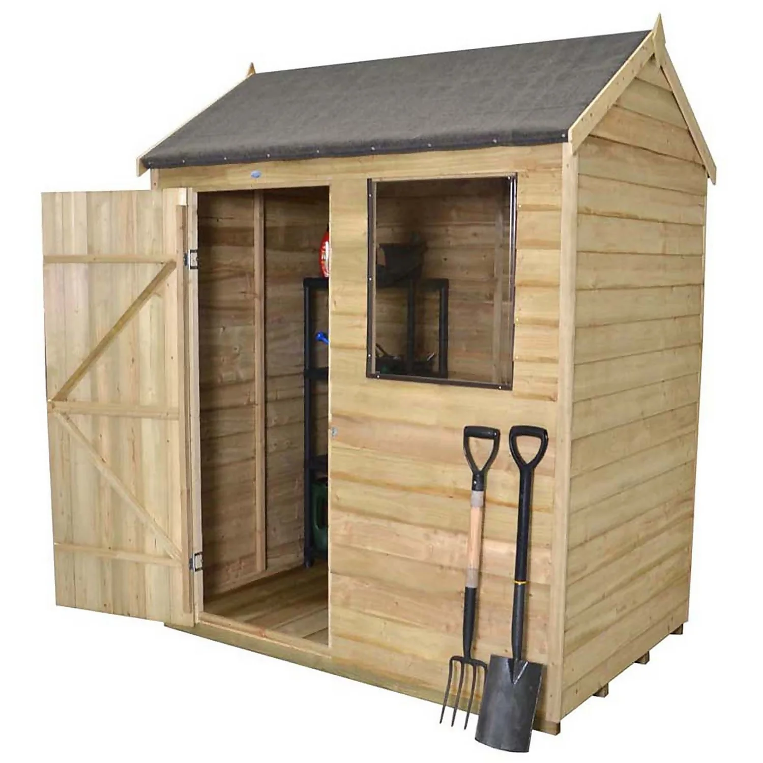 6x4ft Forest Wooden Overlap Pressure Treated Reverse Apex Shed -incl. Installation 1 6x4ft Forest Wooden Overlap Pressure Treated Reverse Apex Shed -incl. Installation