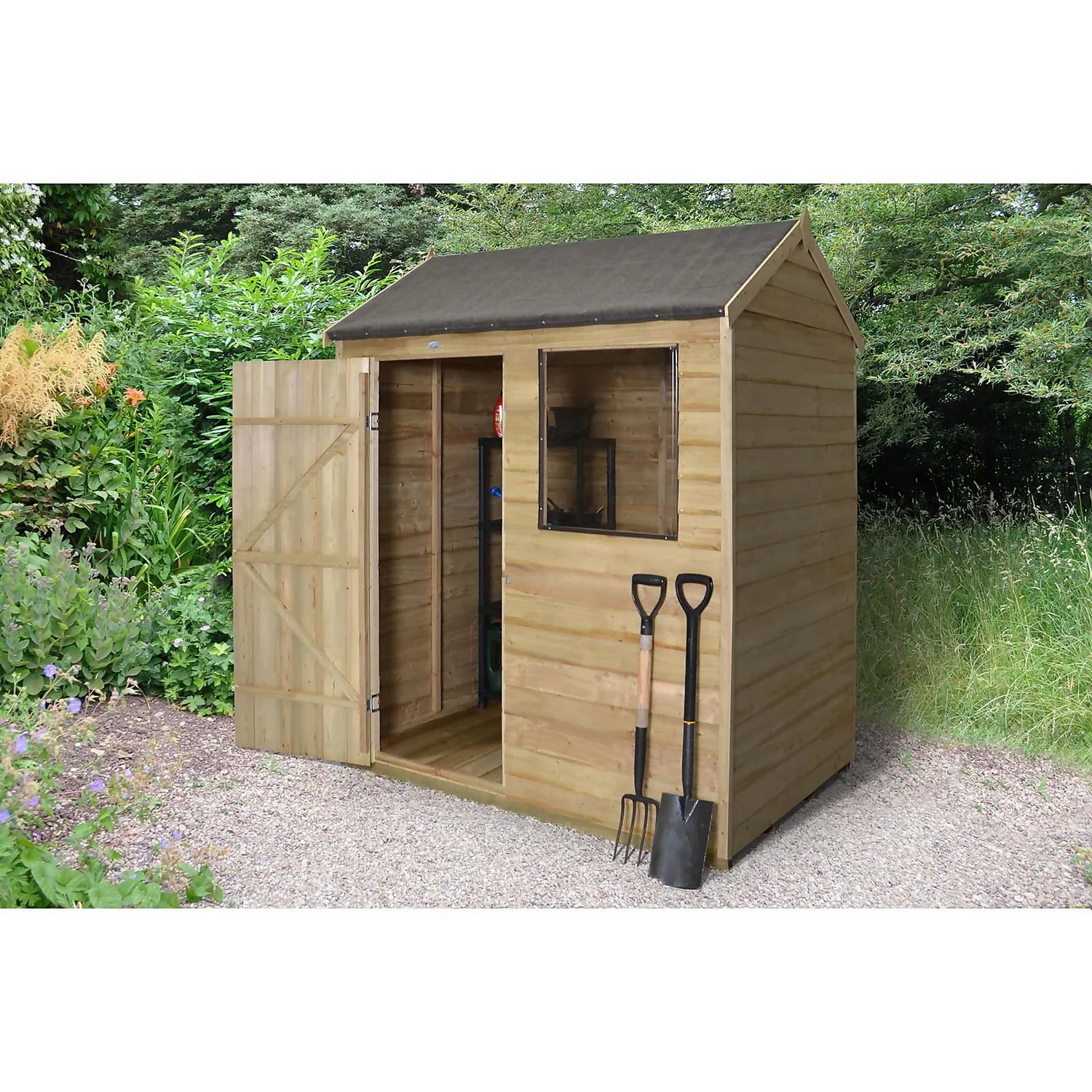 6x4ft Forest Wooden Overlap Pressure Treated Reverse Apex Shed -incl. Installation 2 6x4ft Forest Wooden Overlap Pressure Treated Reverse Apex Shed -incl. Installation - Image 2