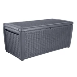 Keter Sumatra Rattan Effect Outdoor Garden Storage Box 511L - Anthracite