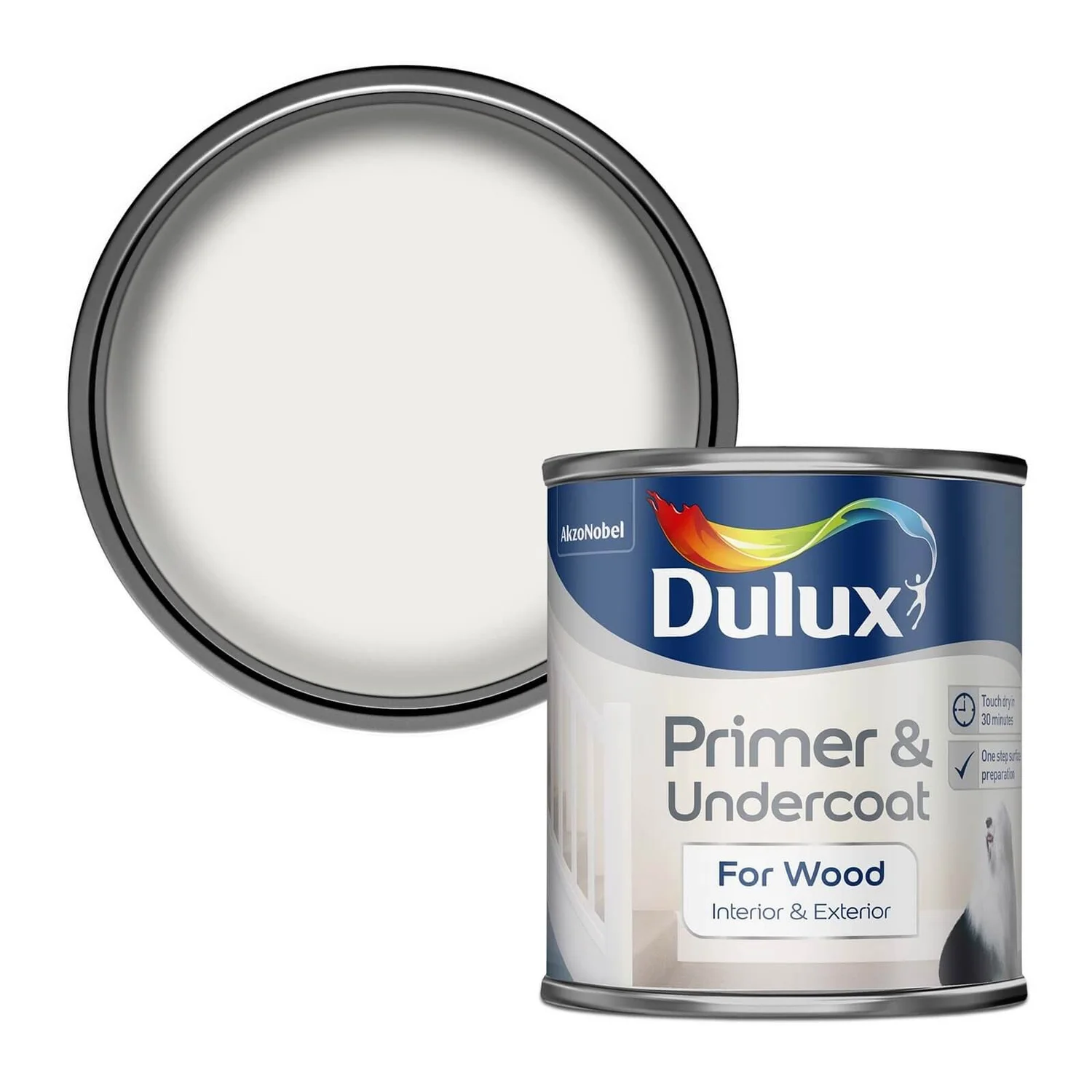Dulux Wood Primer And Undercoat Pure Brilliant White - 250ml 1 Dulux Wood Primer And Undercoat Pure Brilliant White - 250ml