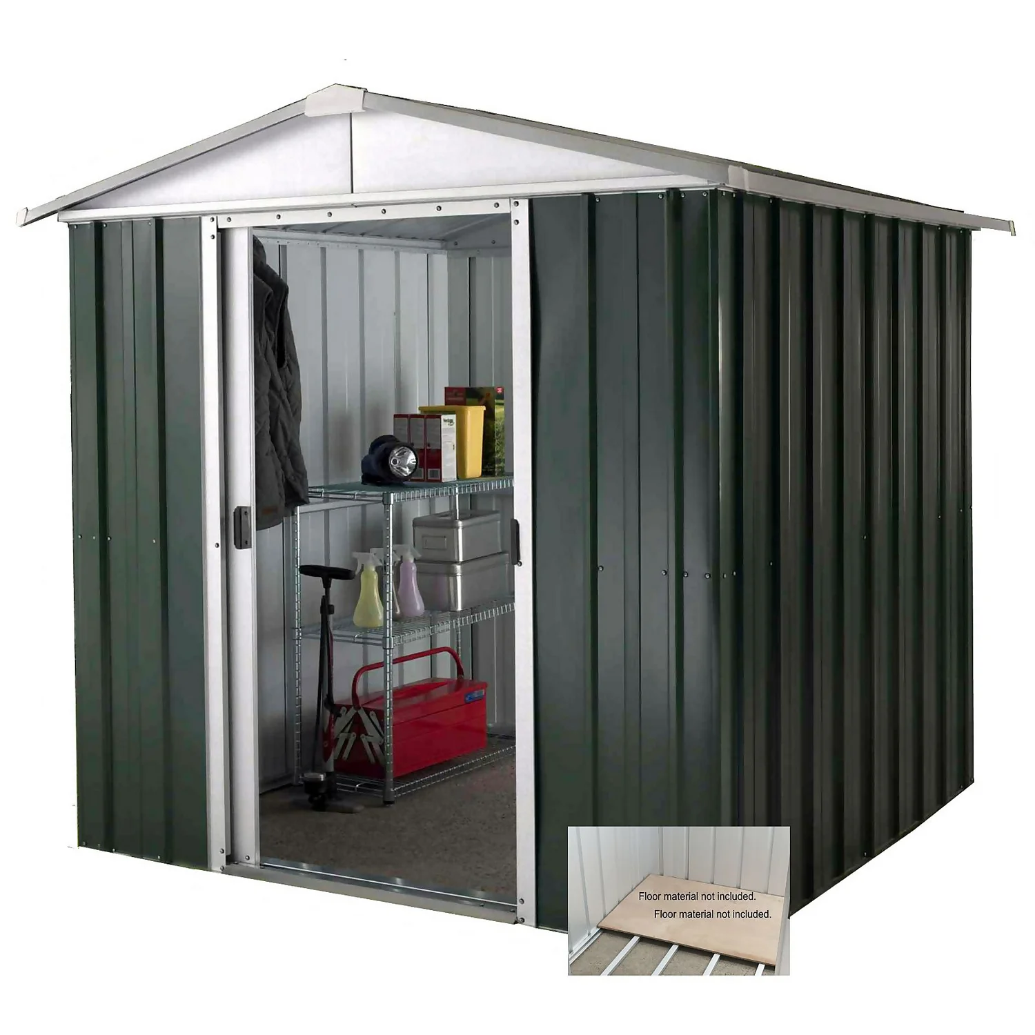 Yardmaster 6x8ft Hercules Deluxe Apex Metal Shed With Floor Frame 2 Yardmaster 6x8ft Hercules Deluxe Apex Metal Shed With Floor Frame - Image 2