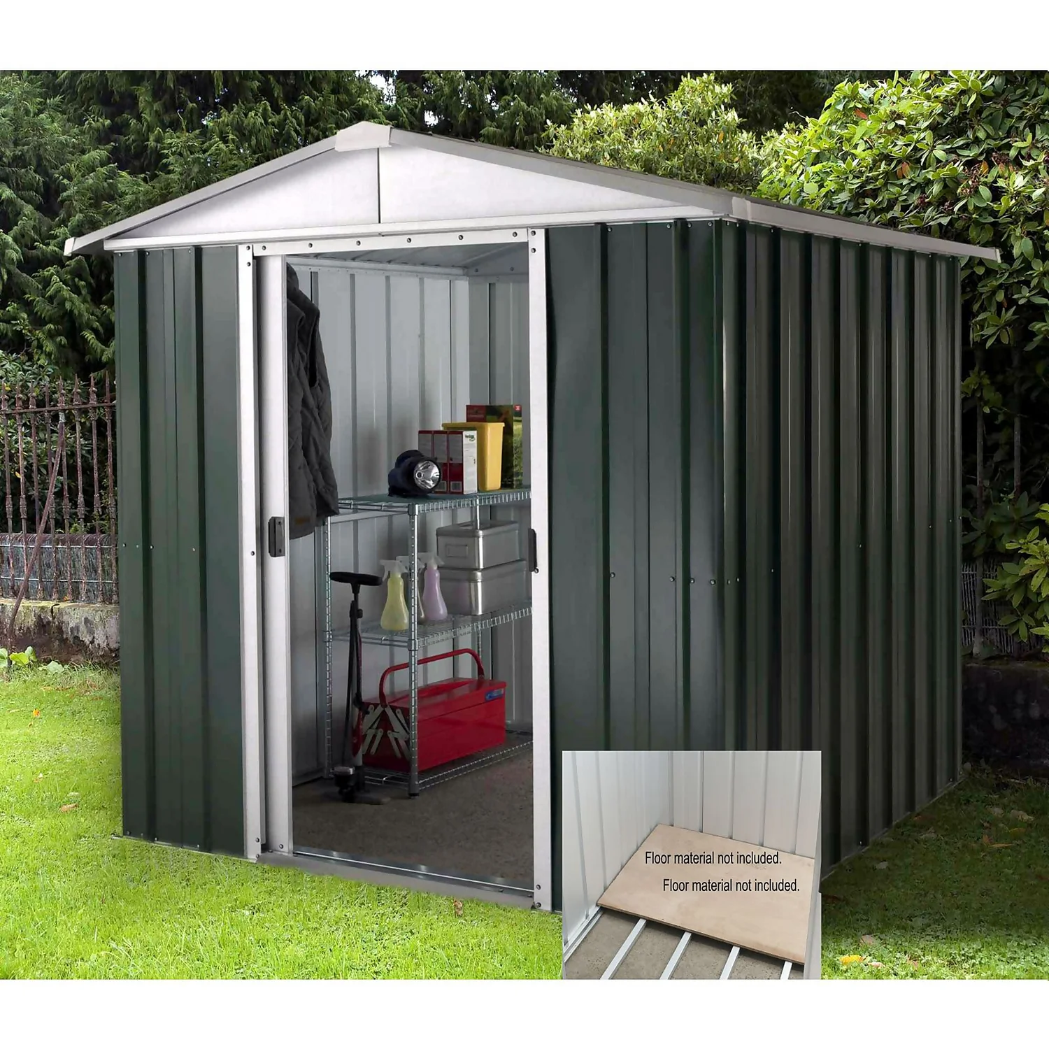 Yardmaster 6x8ft Hercules Deluxe Apex Metal Shed With Floor Frame 1 Yardmaster 6x8ft Hercules Deluxe Apex Metal Shed With Floor Frame