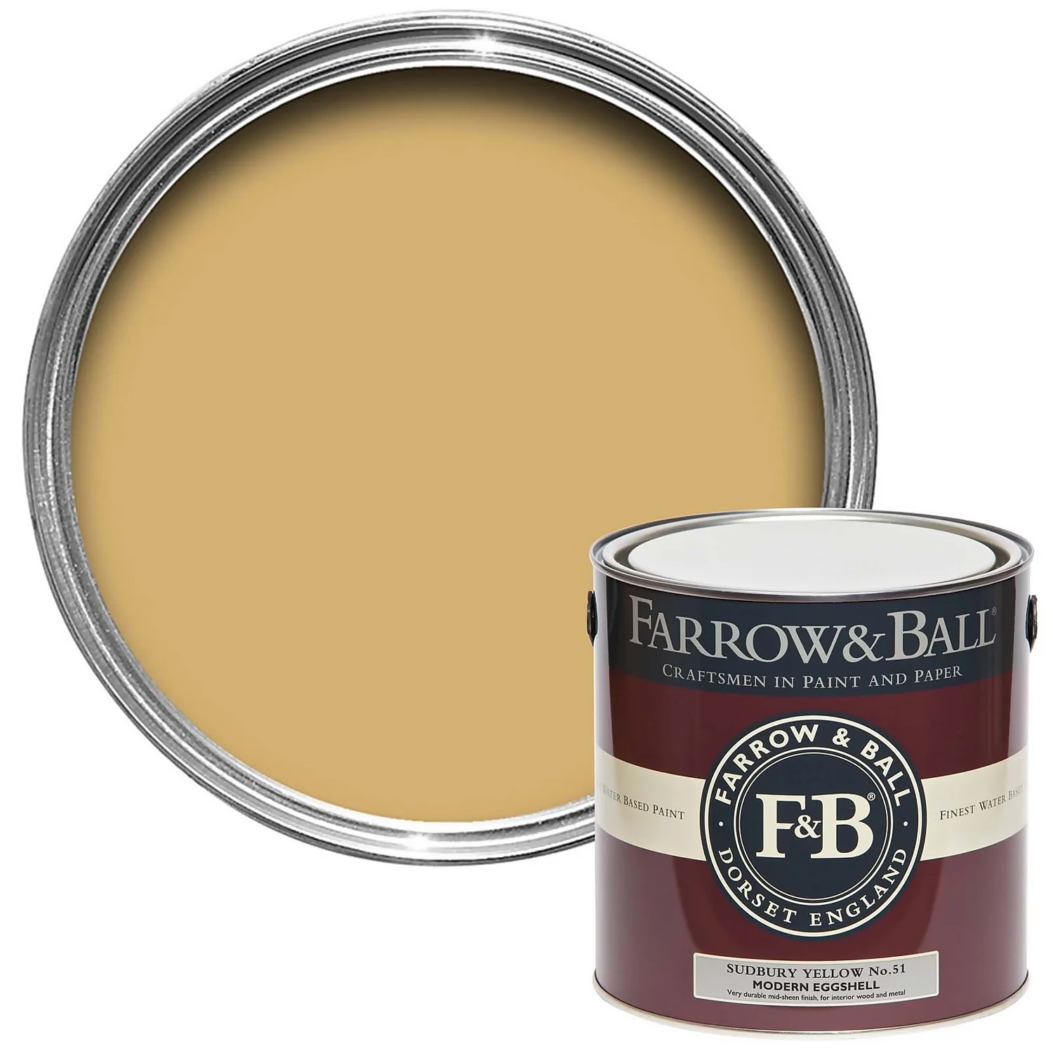 Farrow & Ball Modern Eggshell Sudbury Yellow - 2.5L 1 Farrow & Ball Modern Eggshell Sudbury Yellow - 2.5L