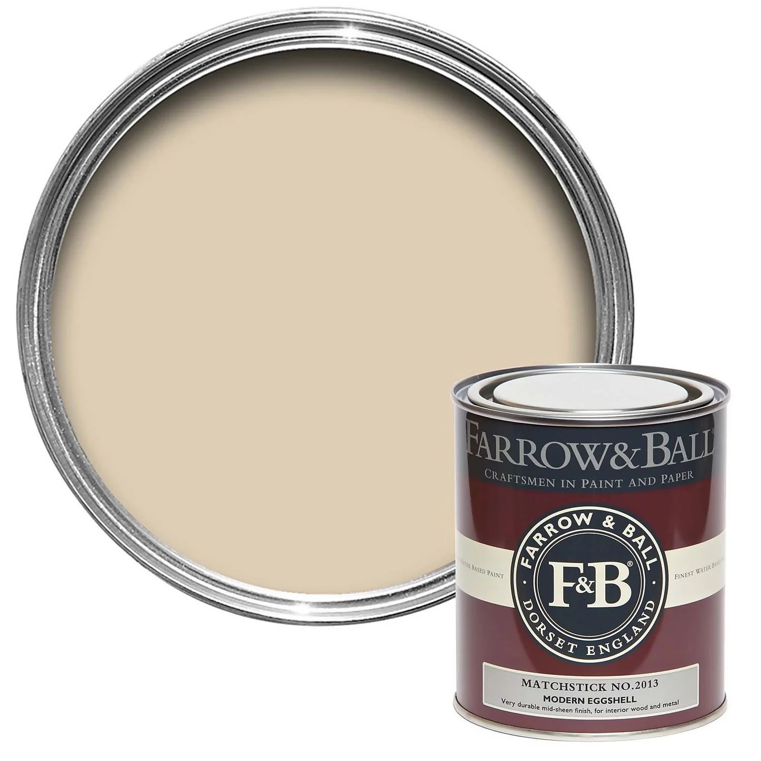 Farrow & Ball Modern Eggshell Paint Matchstick - 750ml 1 Farrow & Ball Modern Eggshell Paint Matchstick - 750ml