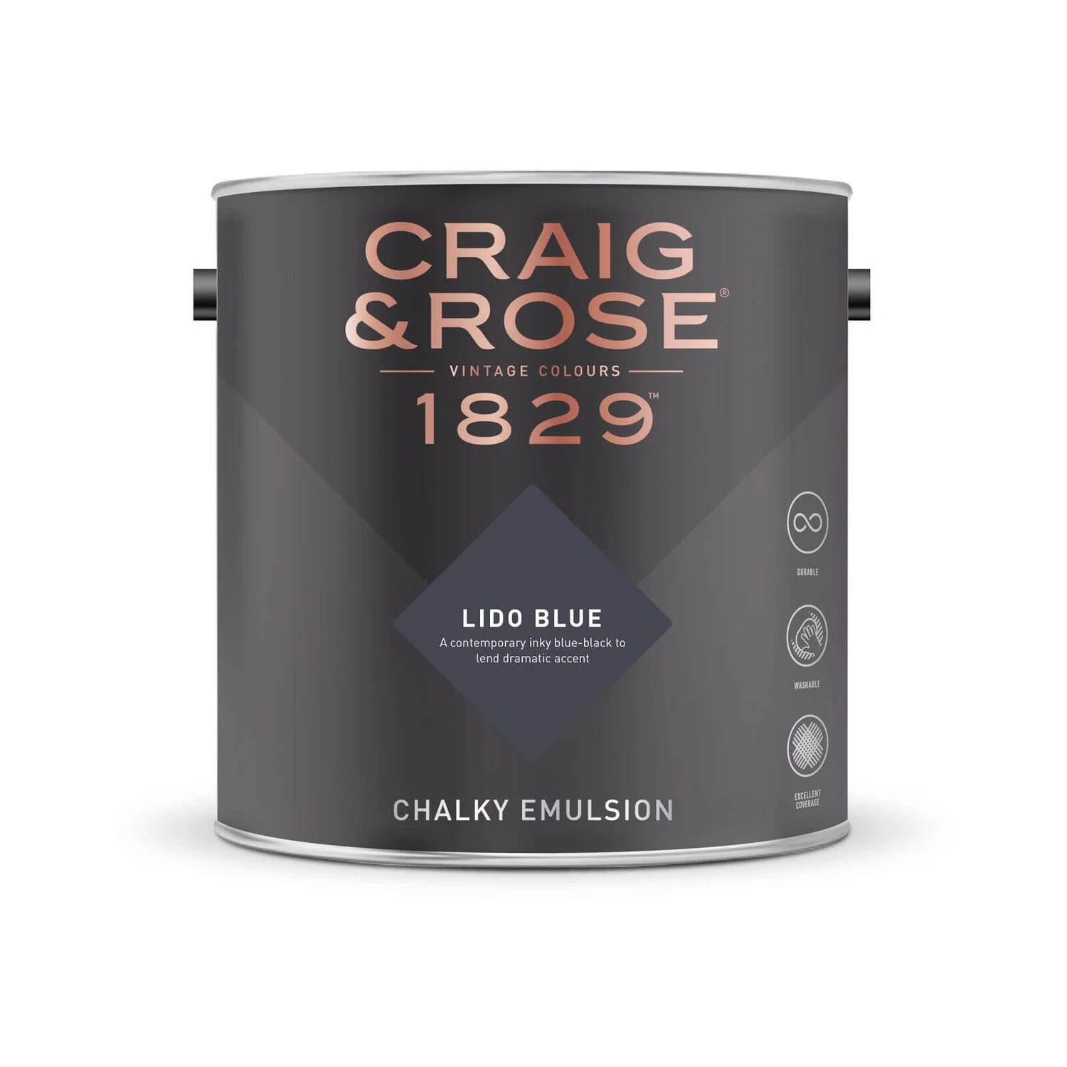Craig & Rose 1829 Chalky Emulsion Paint Lido Blue - 2.5L 2 Craig & Rose 1829 Chalky Emulsion Paint Lido Blue - 2.5L - Image 2