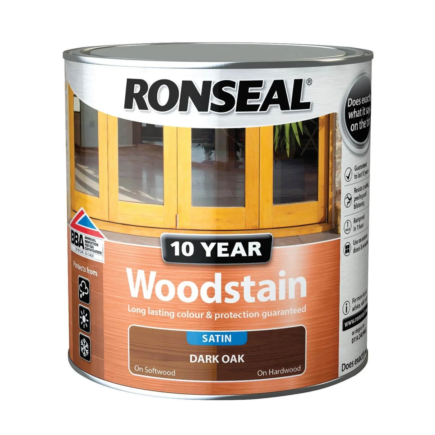 Ronseal 10 Year Woodstain Dark Oak Satin - 750ml 6 Ronseal 10 Year Woodstain Dark Oak Satin - 750ml - Image 6