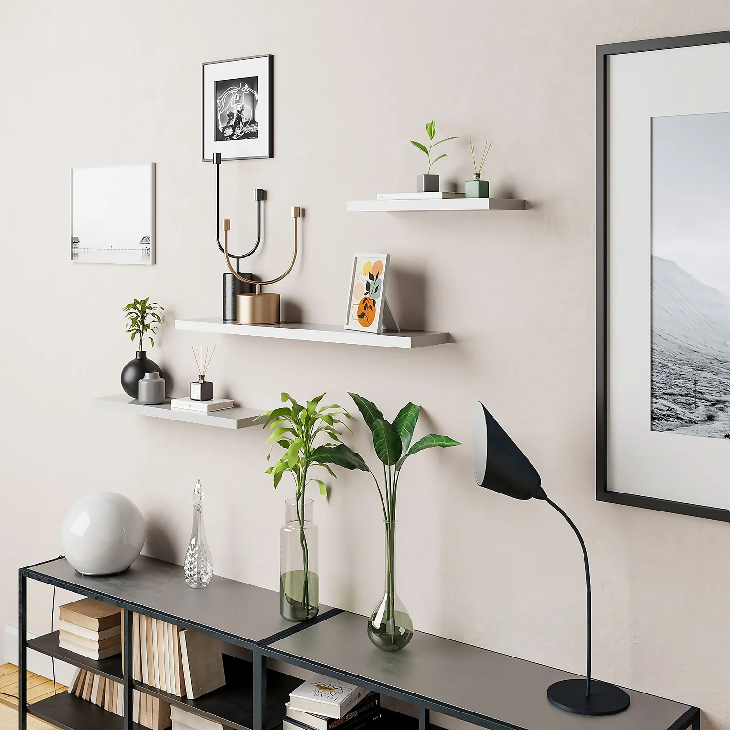 Floating Shelf - White Gloss - 600 X 240 X 38mm 2 Floating Shelf - White Gloss - 600 X 240 X 38mm - Image 2