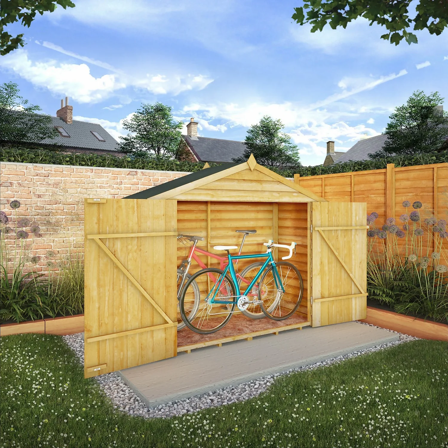 Mercia 7 X 3ft Overlap Apex Bike Shed - Installation Included 2 Mercia 7 X 3ft Overlap Apex Bike Shed - Installation Included - Image 2