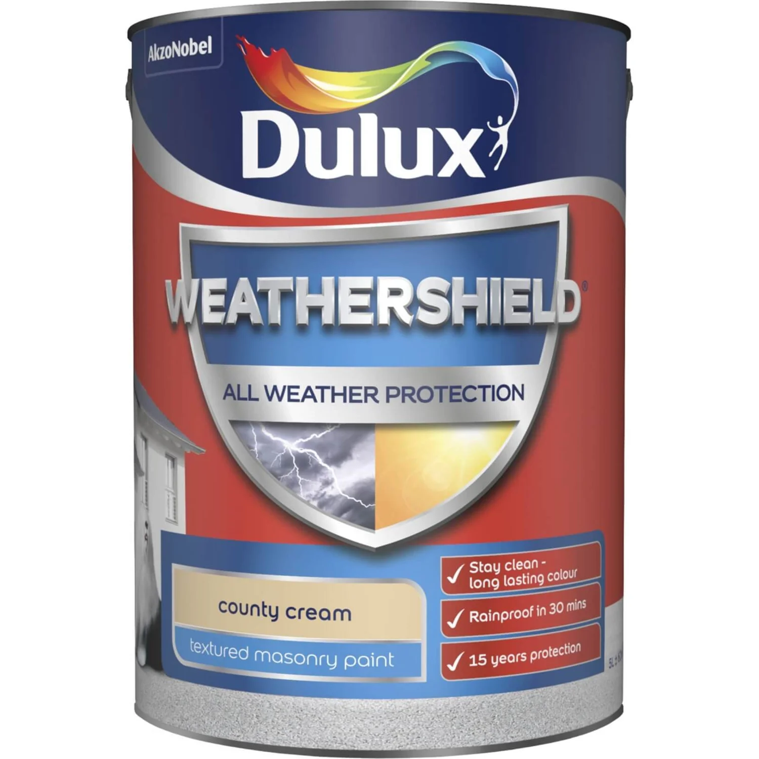 Dulux Weathershield All Weather Textured Masonry Paint Country Cream - 5L 1 Dulux Weathershield All Weather Textured Masonry Paint Country Cream - 5L