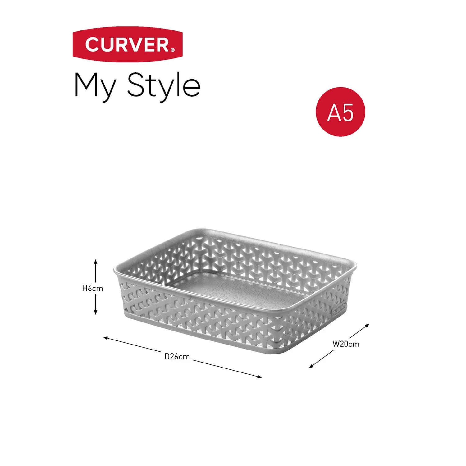 Curver My Style A5 Rectangular Plastic Storage Organiser - Grey 5 Curver My Style A5 Rectangular Plastic Storage Organiser - Grey - Image 5