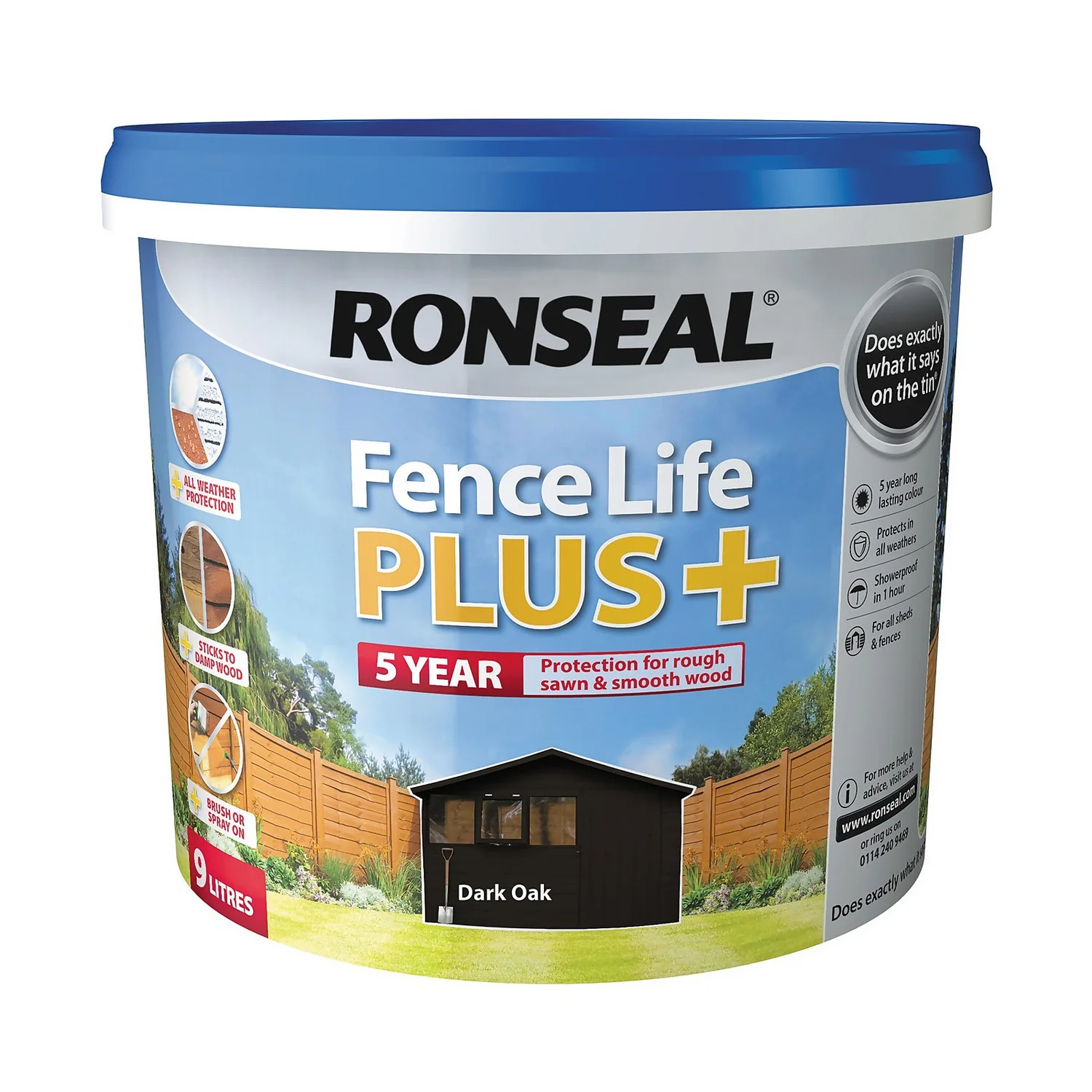 Ronseal Fence Life Plus Paint Dark Oak - 9L 6 Ronseal Fence Life Plus Paint Dark Oak - 9L - Image 6