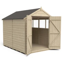Forest 8 X 6ft Overlap Pressure Treated Apex Shed - Double Door 4 Windows -Best Home Furnishing Store 12833293 3074833198023757
