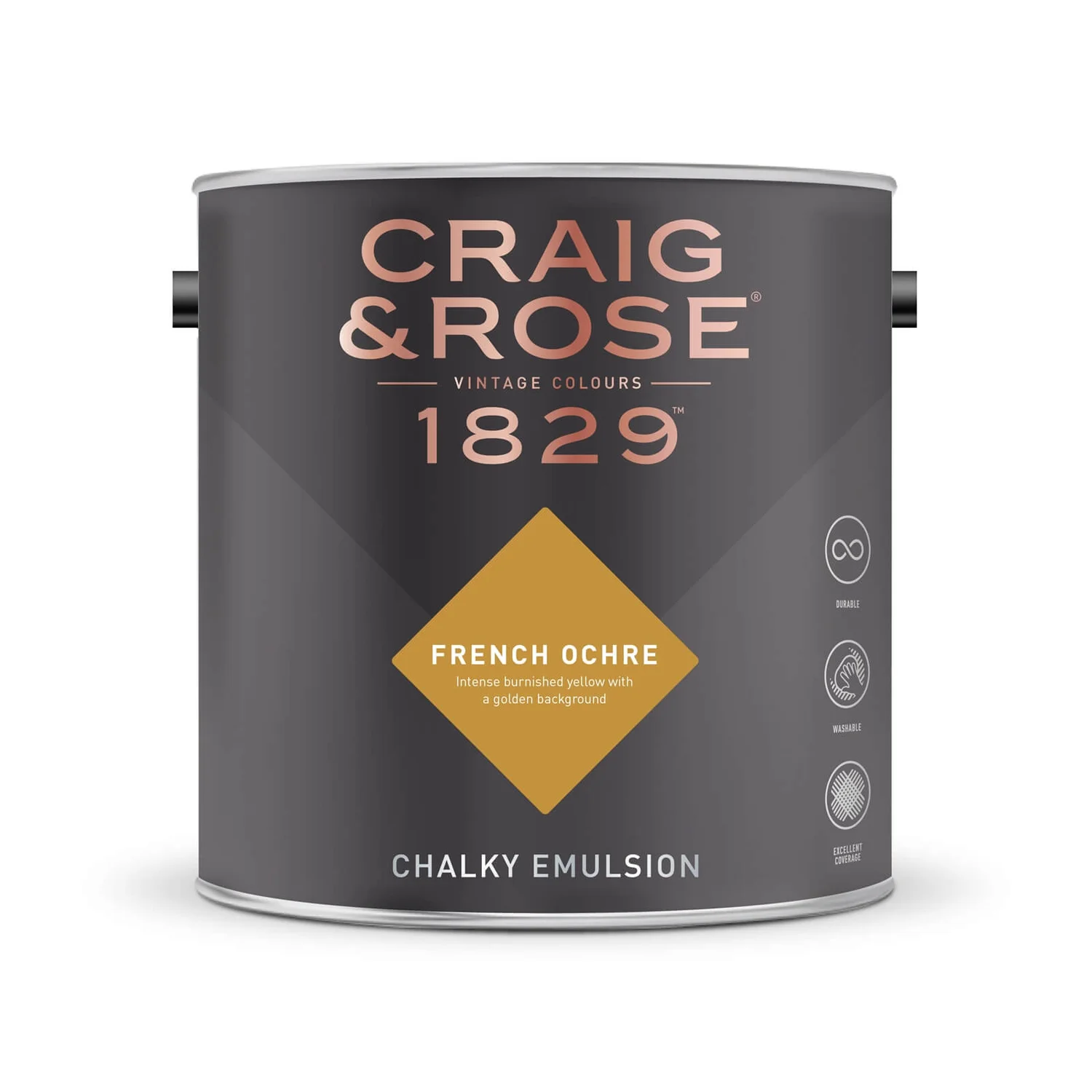 Craig & Rose 1829 Chalky Emulsion Paint French Ochre - 2.5L 2 Craig & Rose 1829 Chalky Emulsion Paint French Ochre - 2.5L - Image 2