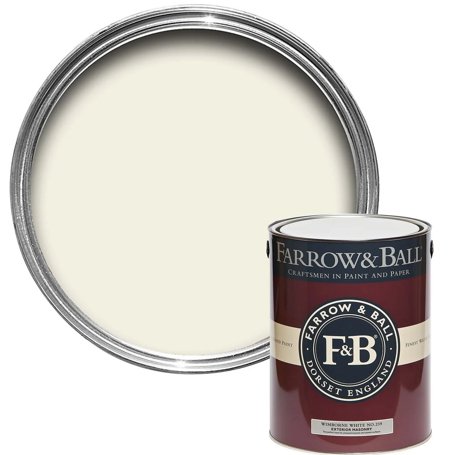 Farrow & Ball Exterior Masonry Paint Wimborne White - 5L 1 Farrow & Ball Exterior Masonry Paint Wimborne White - 5L