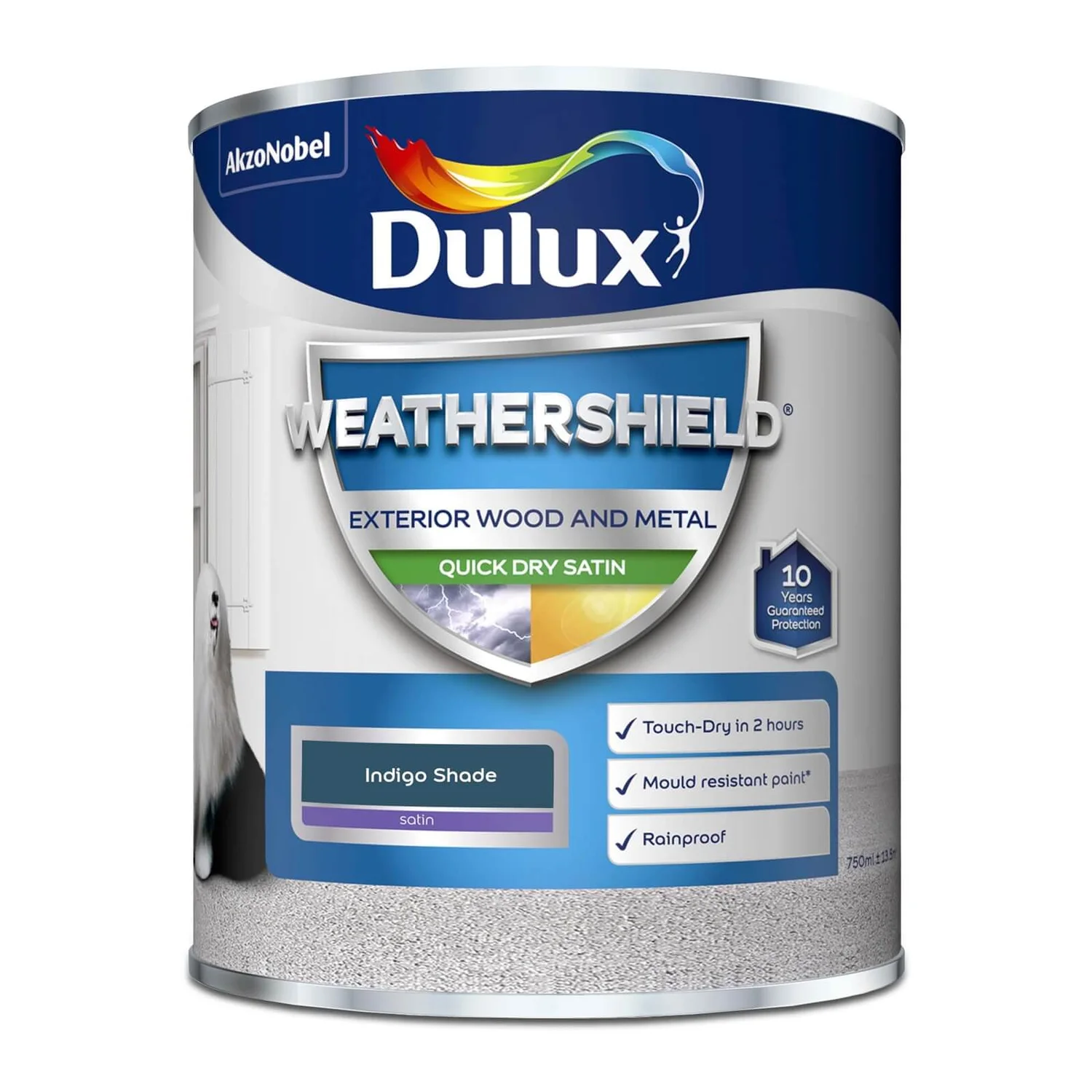 Dulux Weathershield Quick Dry Satin Paint Indigo Shade - 750ml 4 Dulux Weathershield Quick Dry Satin Paint Indigo Shade - 750ml - Image 4
