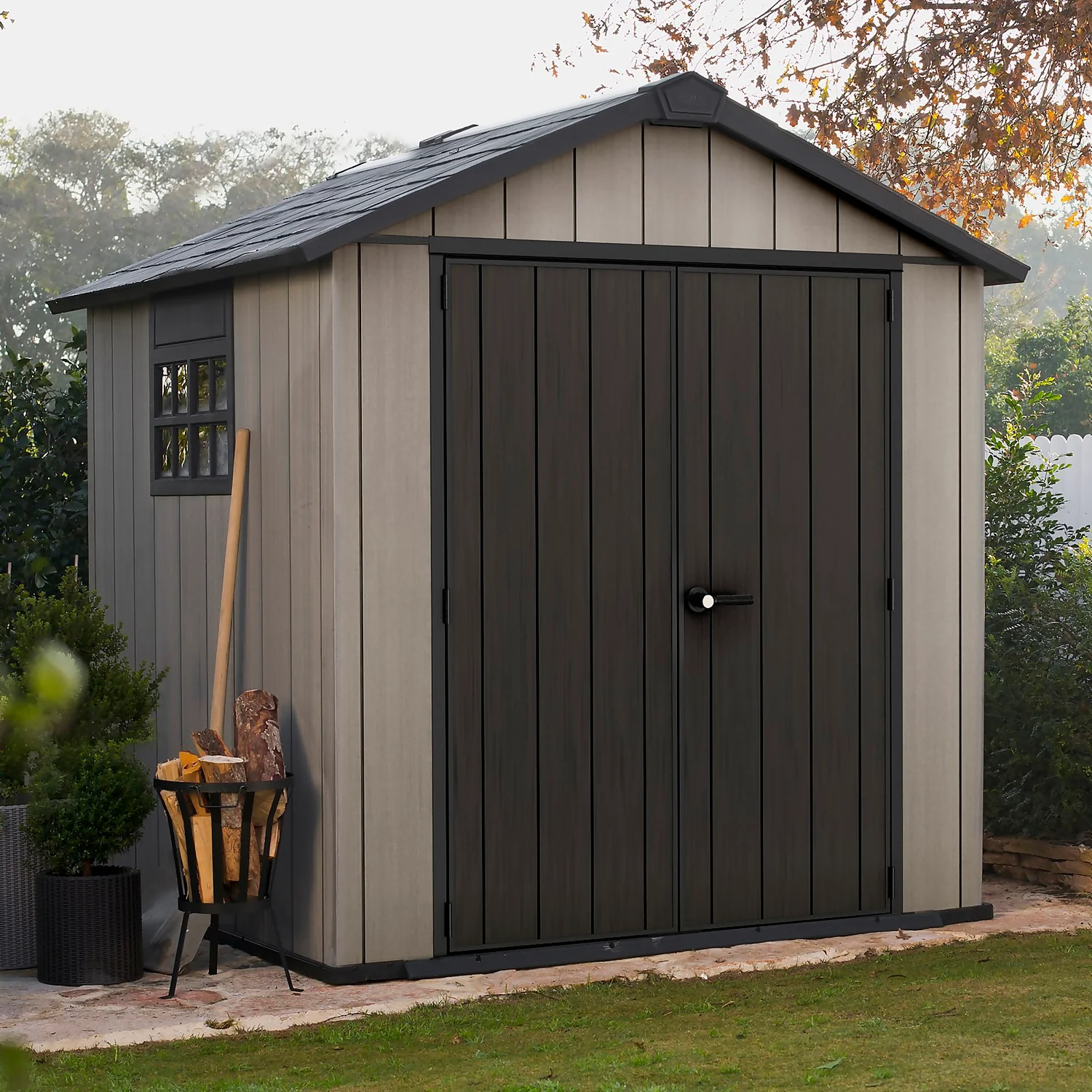 Keter Oakland 7.5 X 7ft Outdoor Garden Apex Storage Shed - Grey 2 Keter Oakland 7.5 X 7ft Outdoor Garden Apex Storage Shed - Grey - Image 2