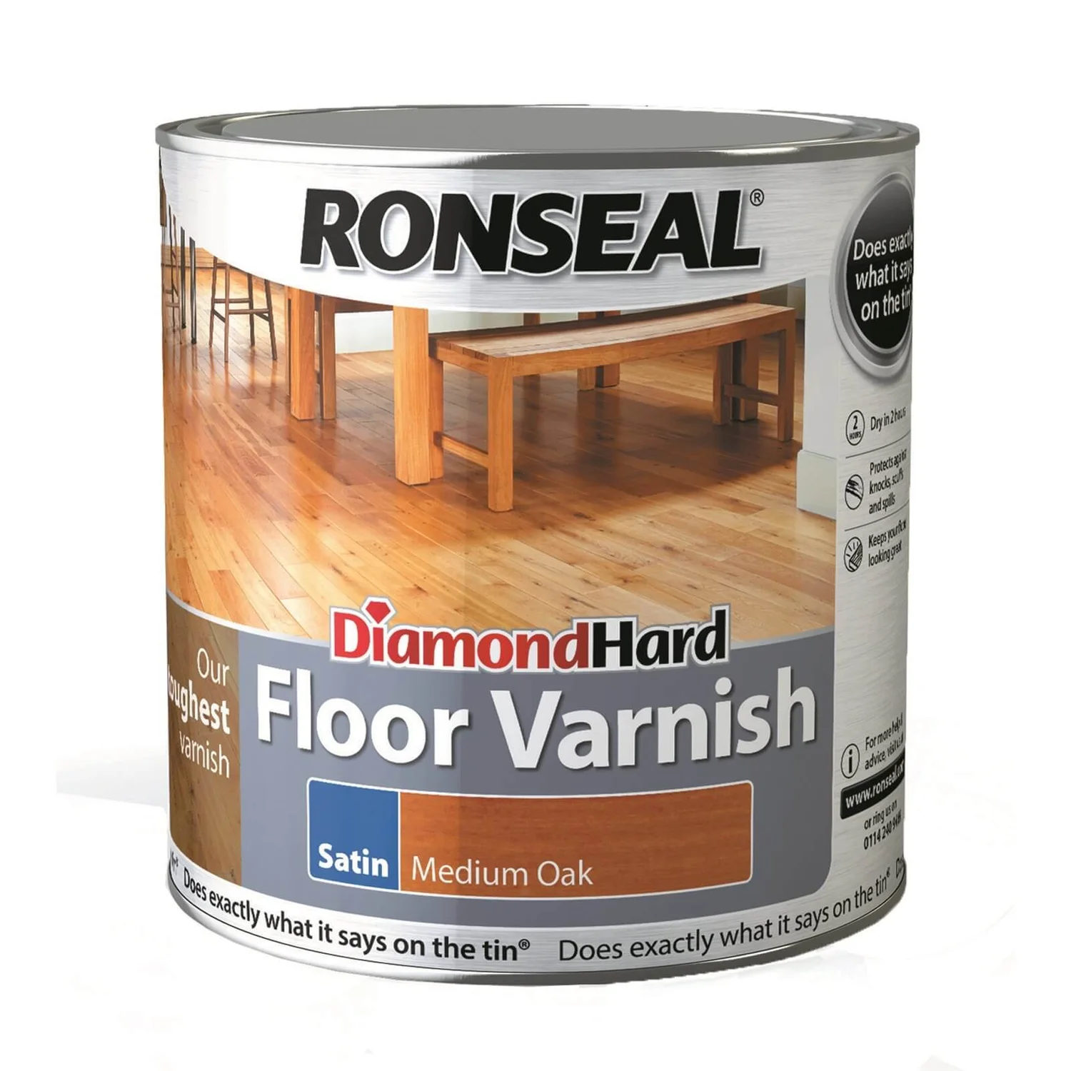Ronseal Diamond Hard Floor Varnish Medium Oak- 2.5L 1 Ronseal Diamond Hard Floor Varnish Medium Oak- 2.5L