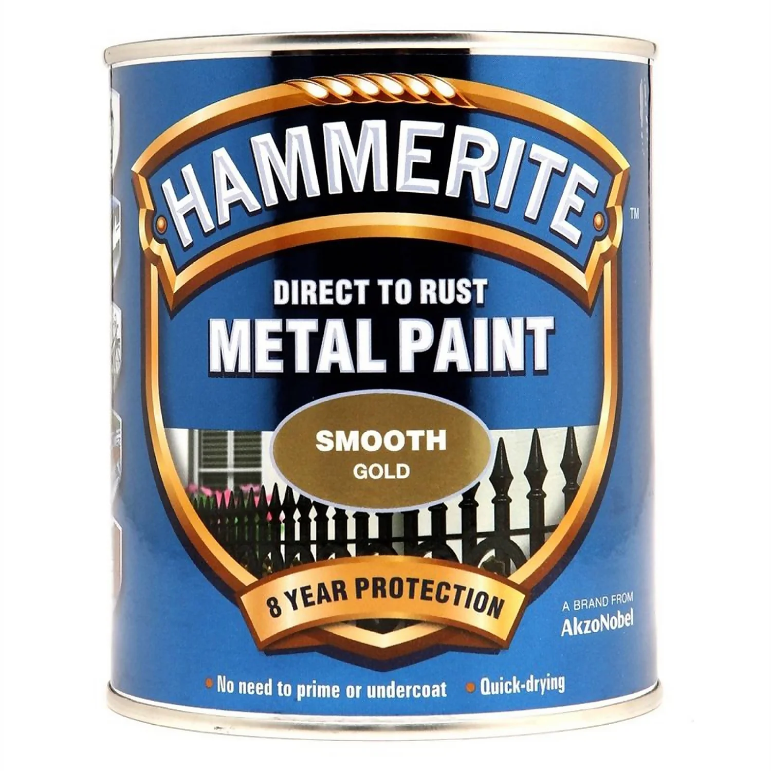 Hammerite Direct To Rust Smooth Gold Metal Paint - 750ml 1 Hammerite Direct To Rust Smooth Gold Metal Paint - 750ml