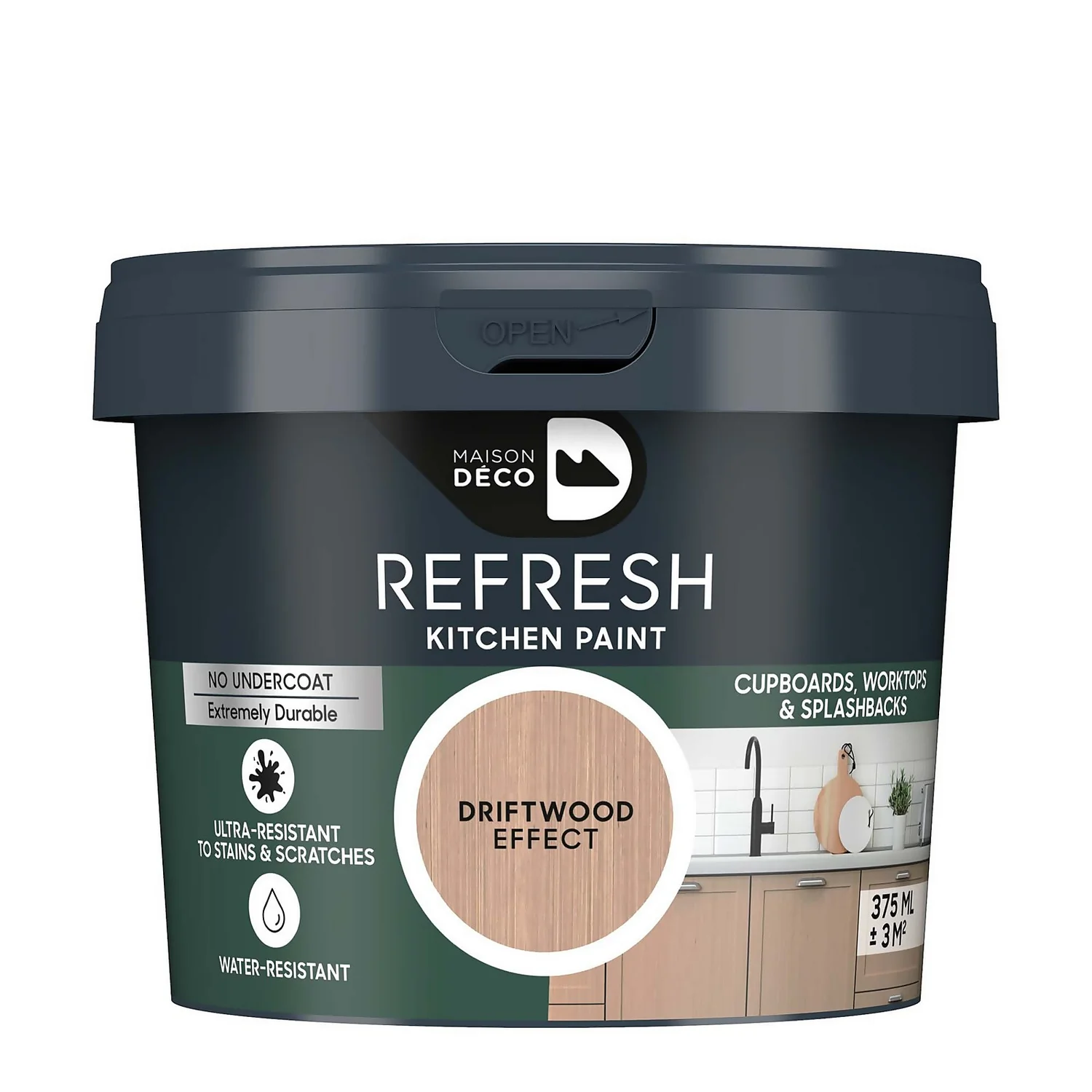 Maison Deco Refresh Kitchen Cupboards, Worktops & Splashbacks Paint Driftwood Effect - 375ml 1 Maison Deco Refresh Kitchen Cupboards, Worktops & Splashbacks Paint Driftwood Effect - 375ml