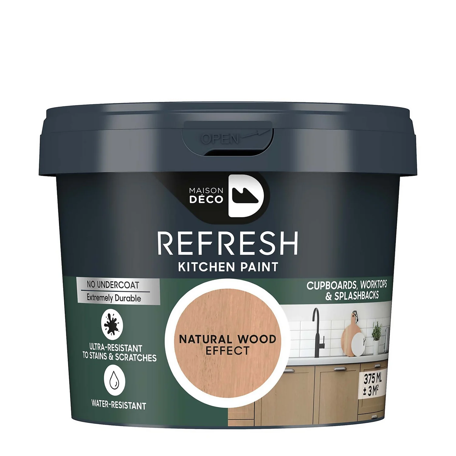 Maison Deco Refresh Kitchen Cupboards, Worktops & Splashbacks Paint Natural Wood Effect - 375ml 1 Maison Deco Refresh Kitchen Cupboards, Worktops & Splashbacks Paint Natural Wood Effect - 375ml