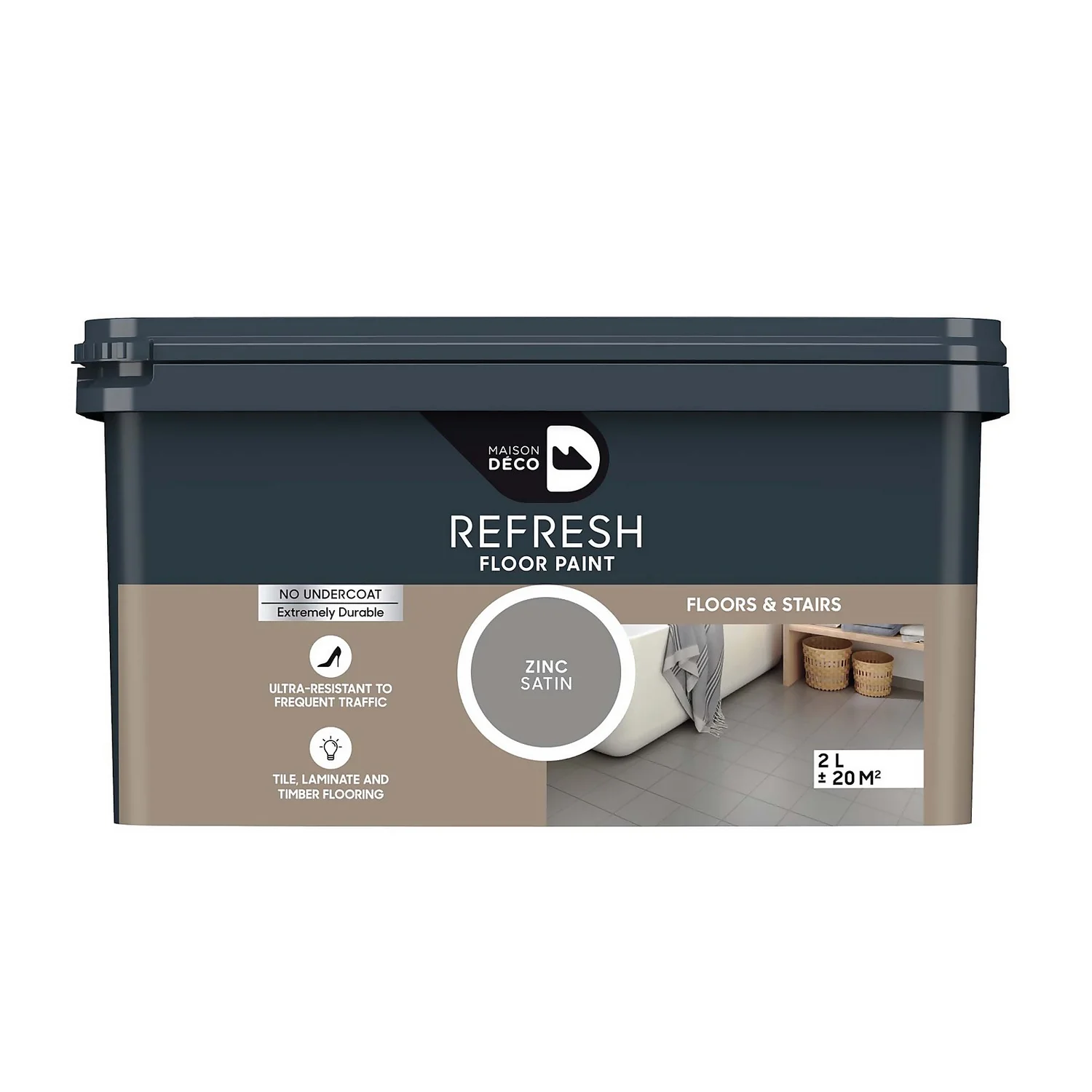 Maison Deco Refresh Floor & Stairs Paint Zinc - 2L 1 Maison Deco Refresh Floor & Stairs Paint Zinc - 2L