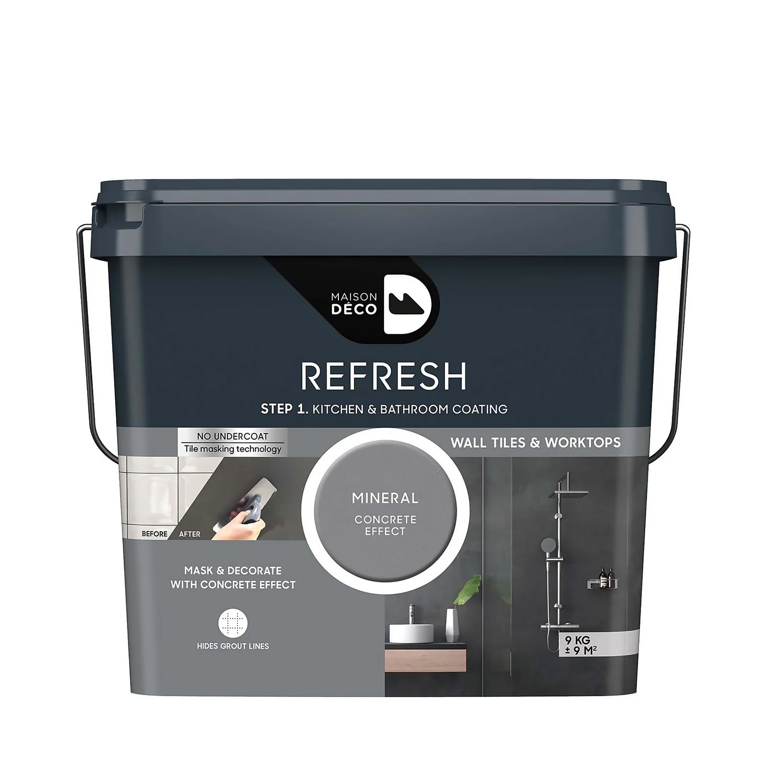 Maison Deco Refresh Kitchen & Bathroom Coating Mineral Concrete Effect - 9Kg 1 Maison Deco Refresh Kitchen & Bathroom Coating Mineral Concrete Effect - 9Kg
