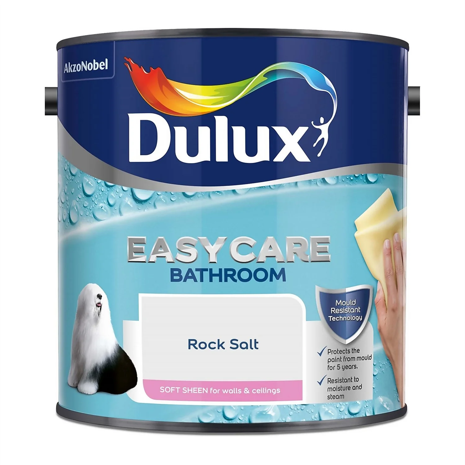 Dulux Easycare Bathroom Rock Salt Soft Sheen Paint - 2.5L 4 Dulux Easycare Bathroom Rock Salt Soft Sheen Paint - 2.5L - Image 4