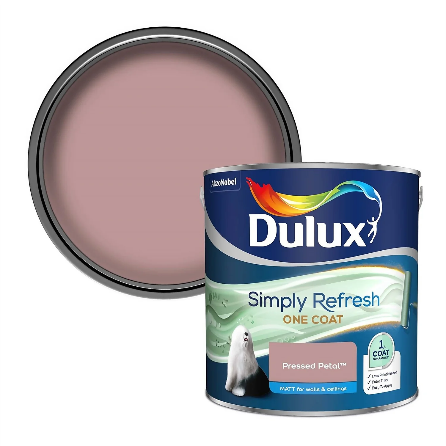Dulux Simply Refresh One Coat Matt Emulsion Paint Pressed Petal - 2.5L 1 Dulux Simply Refresh One Coat Matt Emulsion Paint Pressed Petal - 2.5L