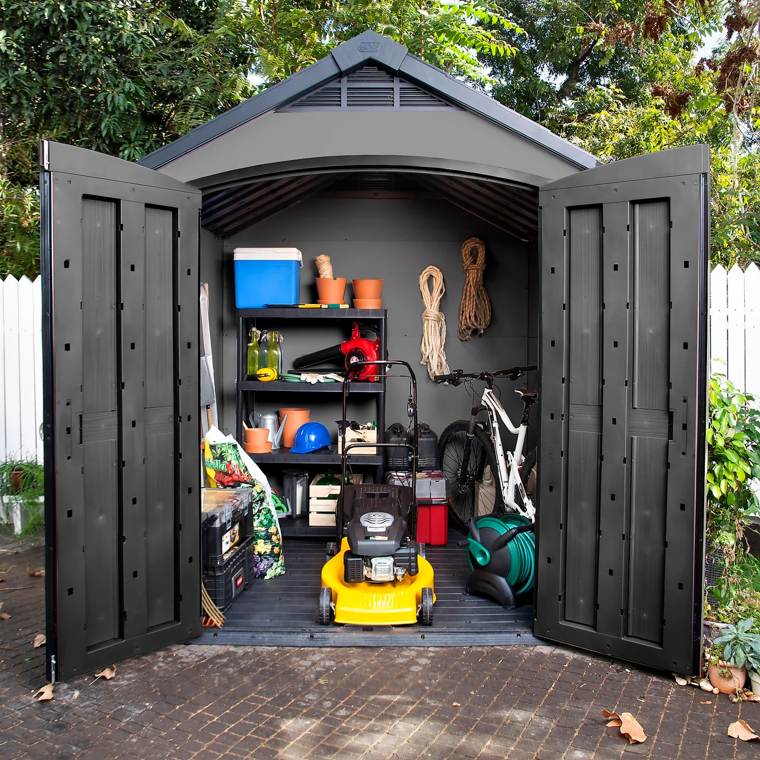 Keter Premier 7 X 7ft Outdoor Garden Apex Storage Shed - Grey 9 Keter Premier 7 X 7ft Outdoor Garden Apex Storage Shed - Grey - Image 9