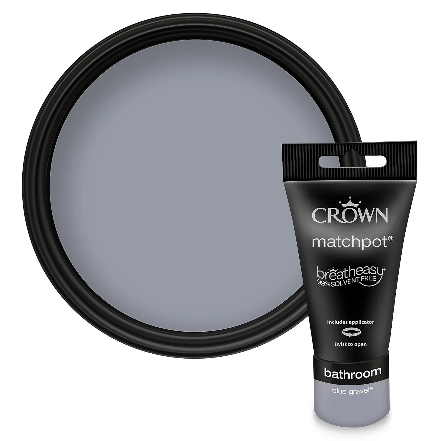 Crown Easyclean Bathroom Paint Blue Gravel - 0.04L 1 Crown Easyclean Bathroom Paint Blue Gravel - 0.04L