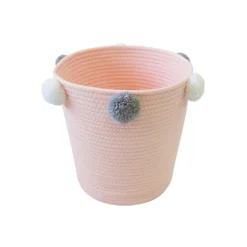Round Cotton Rope Blush Pom Pom Basket -Best Home Furnishing Store 12886596 1264857031486509