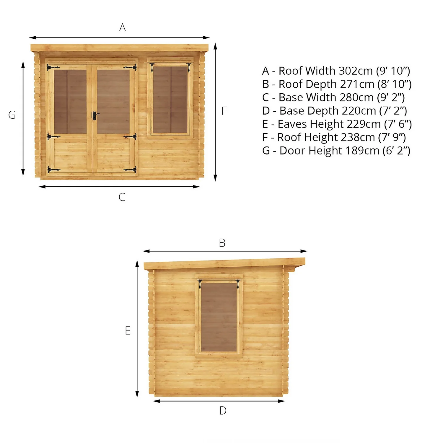 Mercia 3 X 2.4m 19mm Log Cabin 9 Mercia 3 X 2.4m 19mm Log Cabin - Image 9