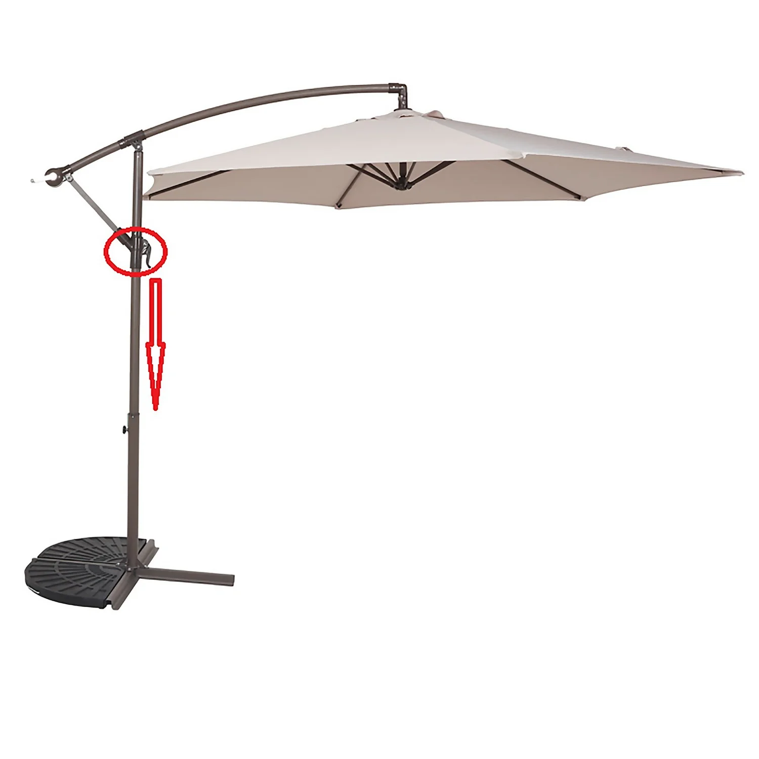 3m Overhanging Parasol - Dark Grey 5 3m Overhanging Parasol - Dark Grey - Image 5